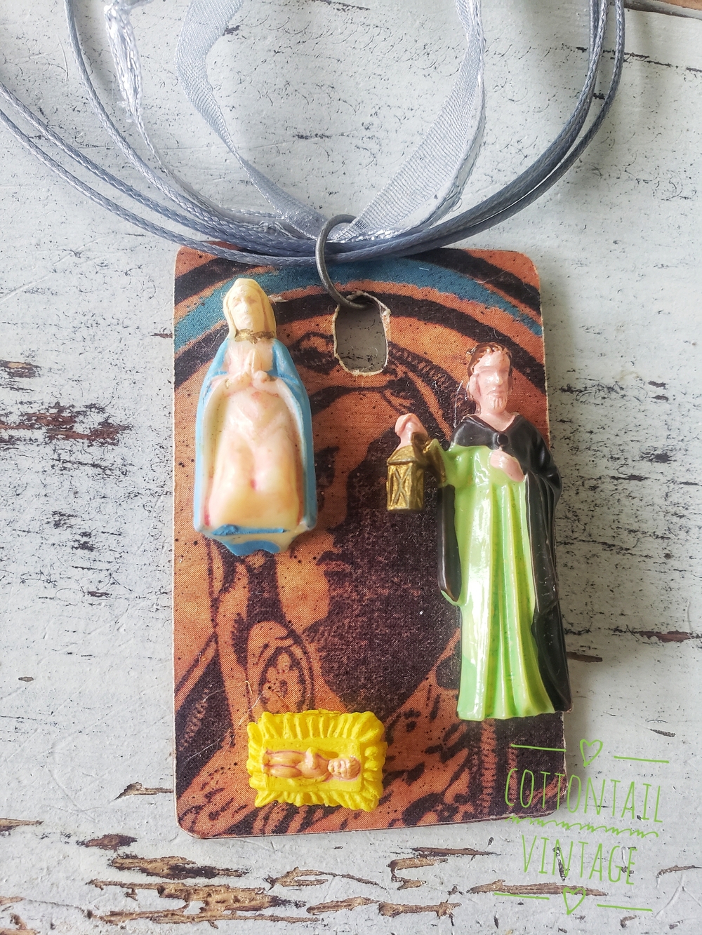 Just The 3 Of US Boho FUNKY Nativity Pendant Necklace, Punk Rock Jewelry